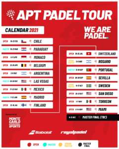 APT Padel Tour: il calendario ufficiale del 2021