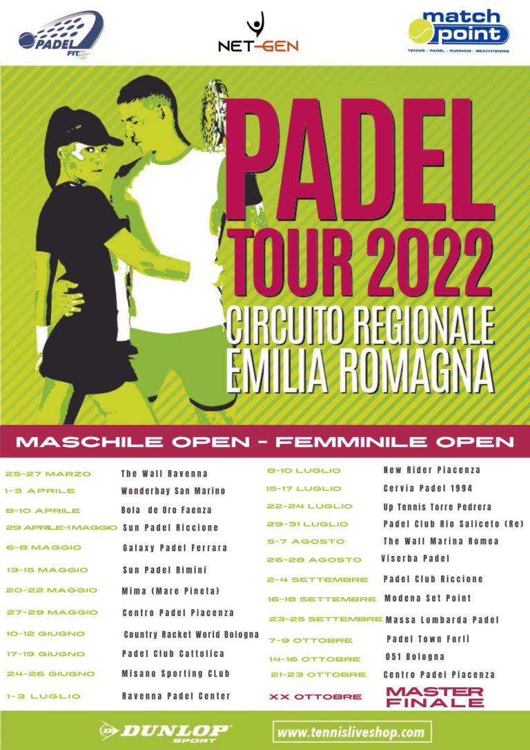 Emilia Romagna, al via il “Padel Tour 2022”: 24 tornei Open maschili e femminili