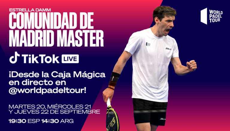 Tre partite del Madrid Master in diretta sull’account TikTok del World Padel Tour